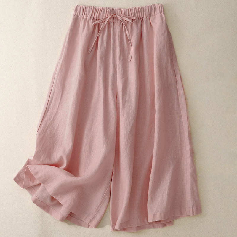 Buddha Stones Sommer-Caprihose für Damen mit elastischem Bund, kurzem Schnitt, weitem Bein und Taschen - Hellrosa - US14, UK/AU18, EU46 (3XL) - image 6