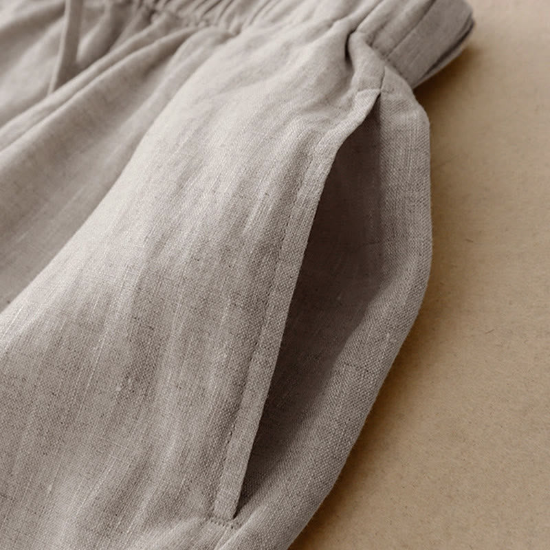 Buddha Stones Sommer-Caprihose für Damen mit elastischem Bund, kurzem Schnitt, weitem Bein und Taschen - image 19