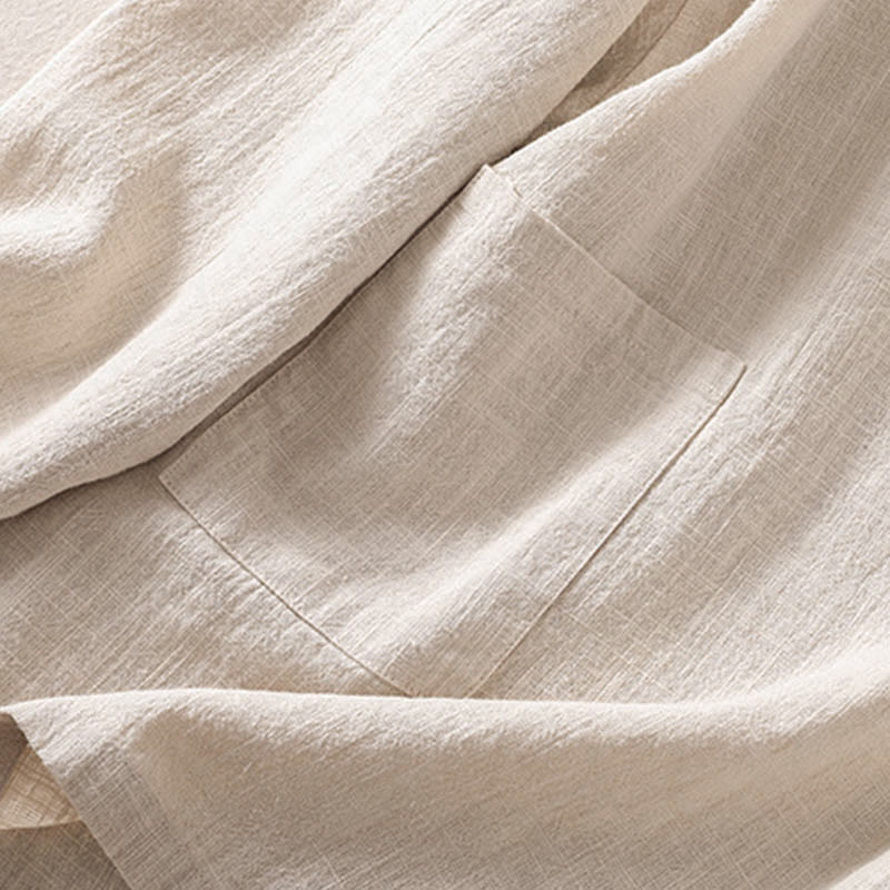 Buddha Stones Casual Button Crew Neck Damen Langarmshirt mit Taschen - image 22
