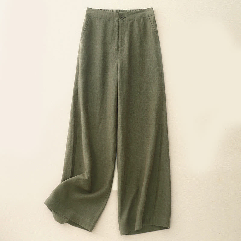 Buddha Stones Freizeithose für Damen, schlicht, mit elastischem Bund, weitem Bein und Taschen - Olive - US 8-10, UK/AU 12-14, EU 40-42 (2XL) - image 1