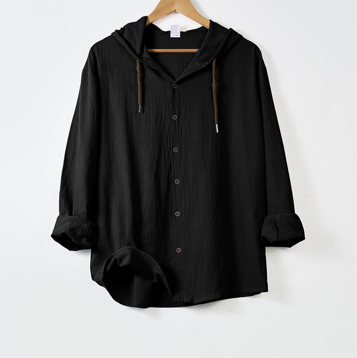 Buddha Stones, einfarbig, langärmelig, Kapuze, Kordelzug, Knöpfe, Herren - Schwarz - US/UK/AU44, EU54 (3XL) - image 9