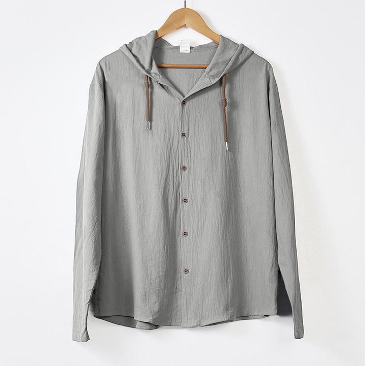 Buddha Stones, einfarbig, langärmelig, Kapuze, Kordelzug, Knöpfe, Herren - Dunkelgrau - US/UK/AU44, EU54 (3XL) - image 10