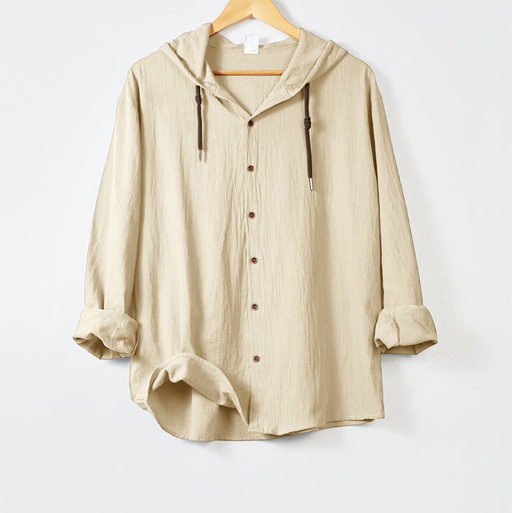Buddha Stones, einfarbig, langärmelig, Kapuze, Kordelzug, Knöpfe, Herren - Beige - US/UK/AU44, EU54 (3XL) - image 14