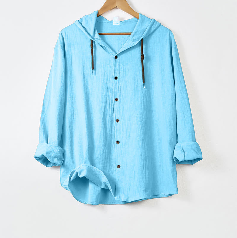 Buddha Stones, einfarbig, langärmelig, Kapuze, Kordelzug, Knöpfe, Herren - Hellblau - US/UK/AU44, EU54 (3XL) - image 13