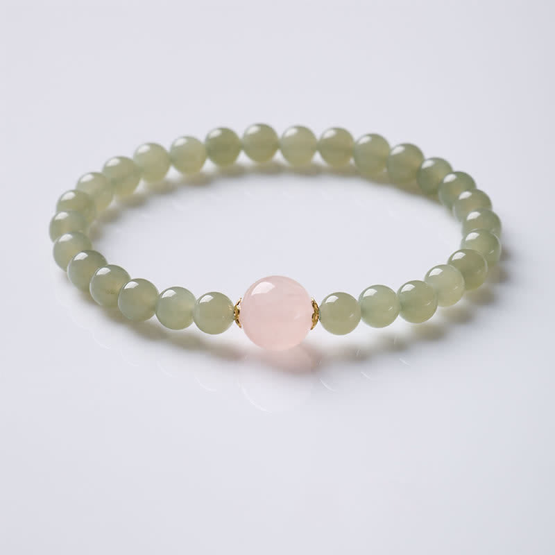 Buddha Stones Jade-Rosenquarz-Armband im neuen chinesischen Stil - image 1