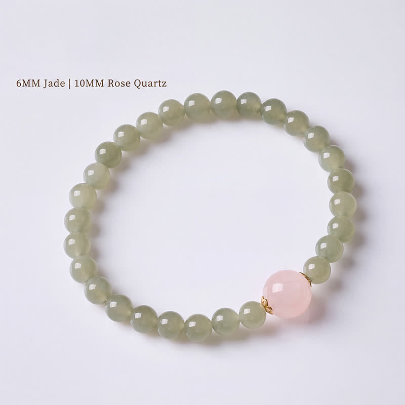 Buddha Stones Jade-Rosenquarz-Armband im neuen chinesischen Stil - image 2