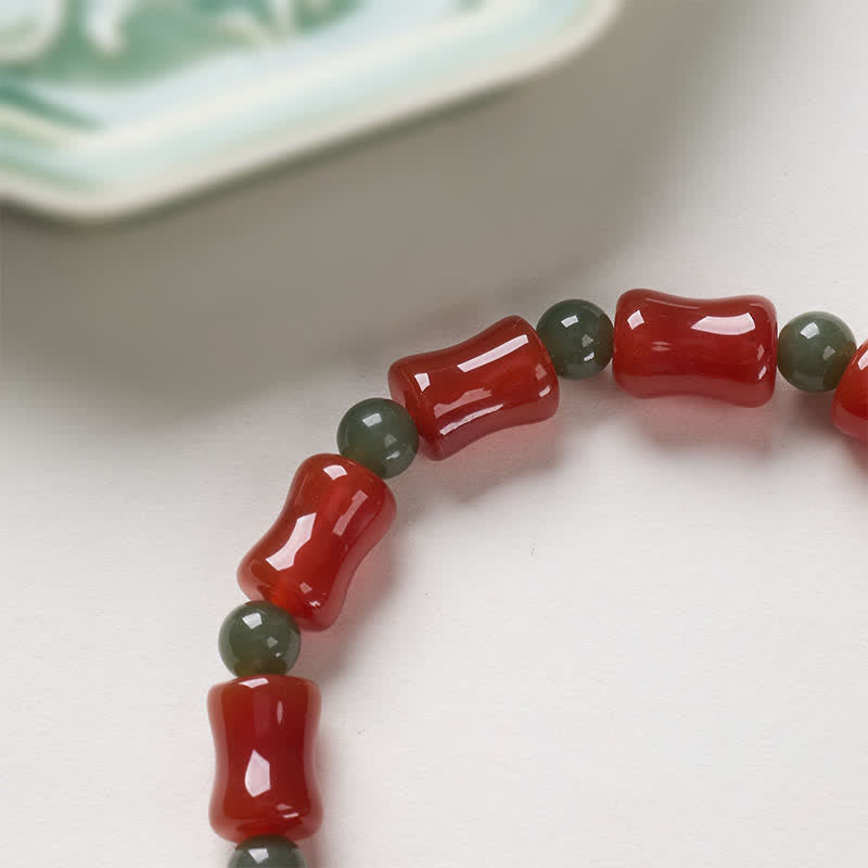 Buddha Stones Neues chinesisches Armband aus rotem Achat im Bambus-Design - image 4