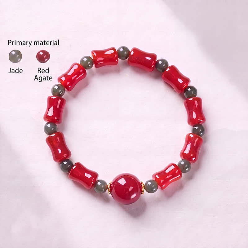 Buddha Stones Neues chinesisches Armband aus rotem Achat im Bambus-Design - image 2