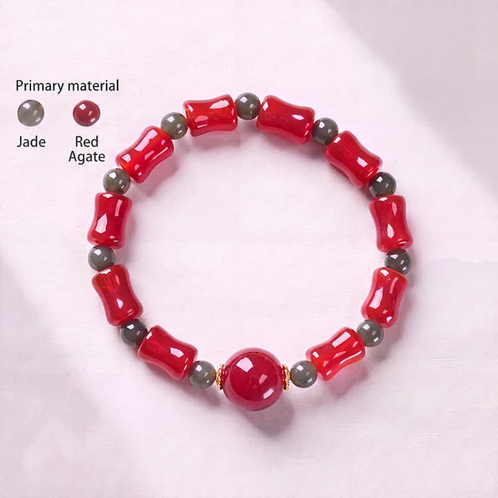 Buddha Stones Neues chinesisches Armband aus rotem Achat im Bambus-Design - image 2