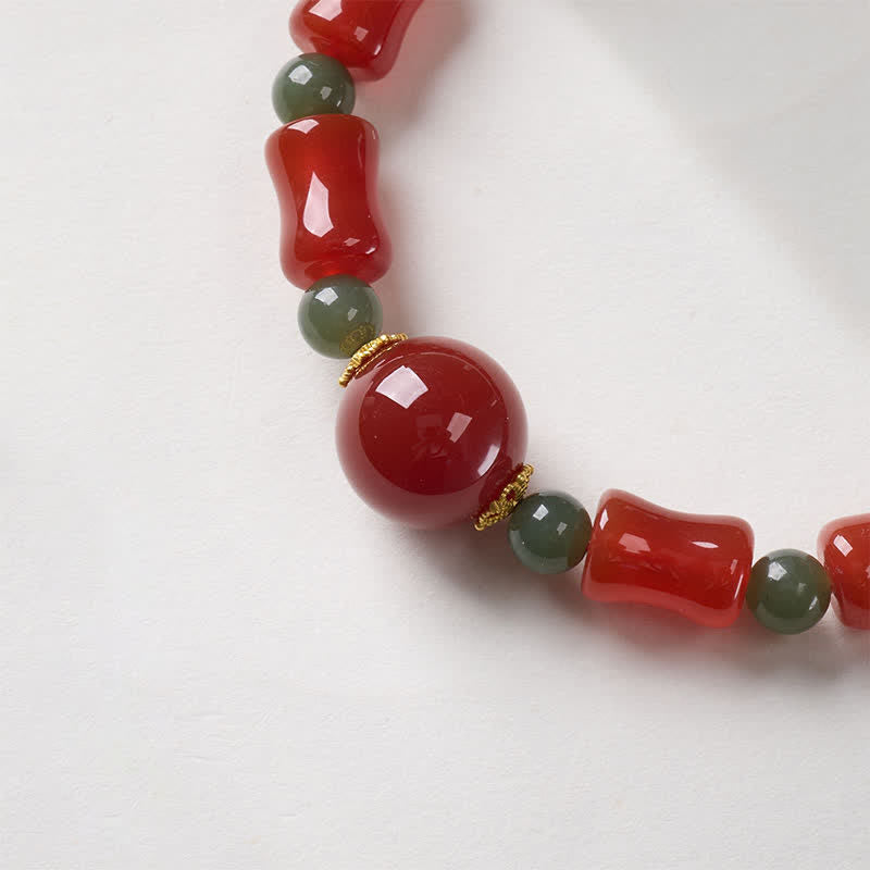 Buddha Stones Neues chinesisches Armband aus rotem Achat im Bambus-Design - image 3