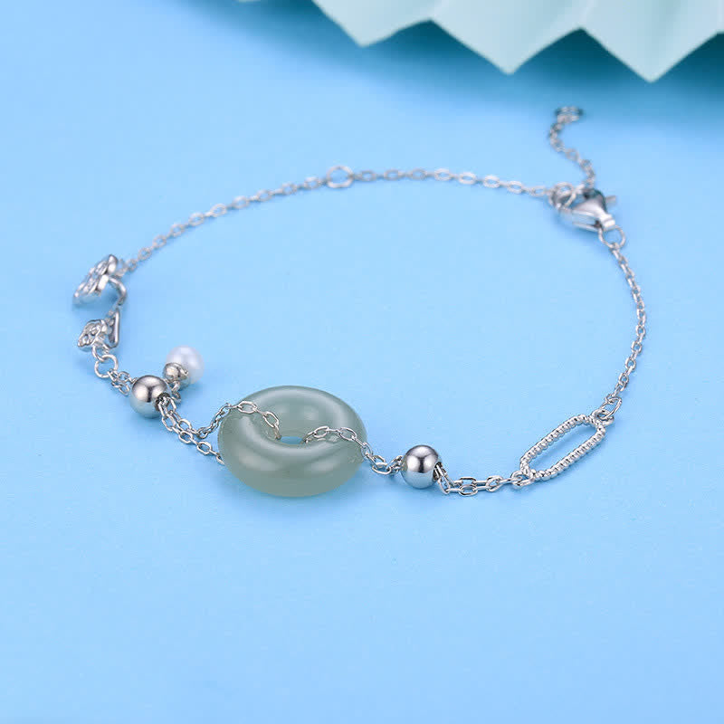 Buddha Stones Hetian Jade Friedensschnalle 925 Sterling Silber Glücksarmband - image 3