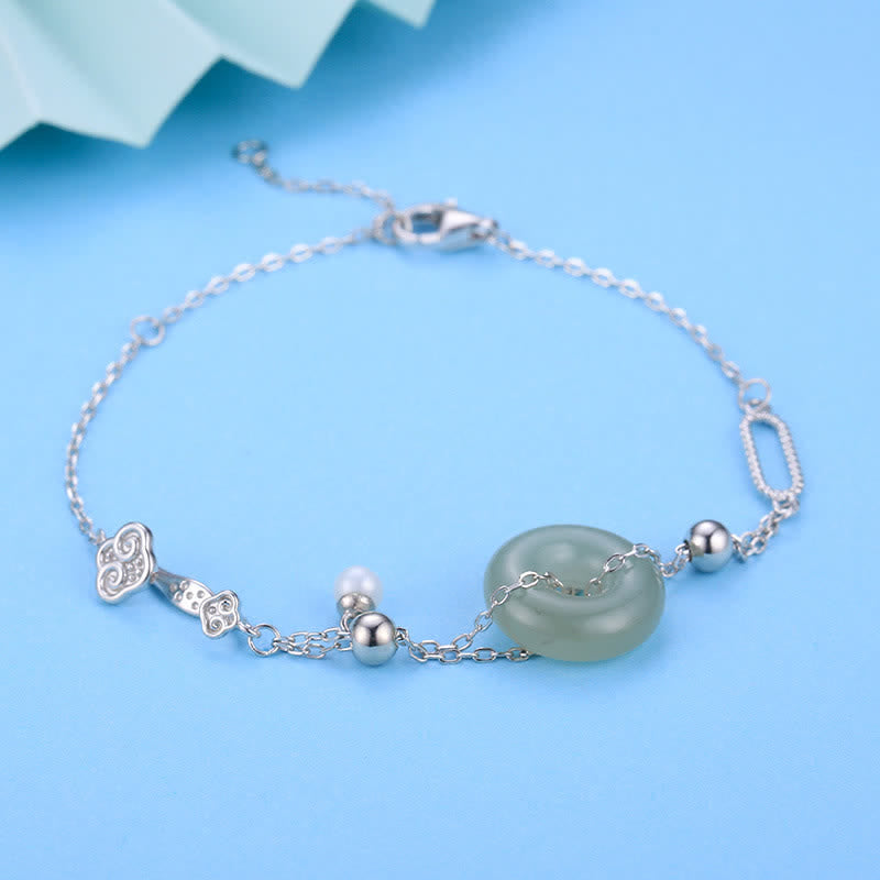 Buddha Stones Hetian Jade Friedensschnalle 925 Sterling Silber Glücksarmband - image 4