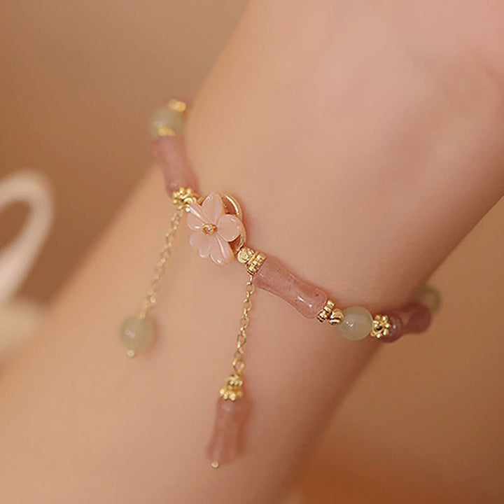 Buddha Stones Romantisches Armband aus Erdbeerquarz, Bambus und Hetian-Jade - image 4