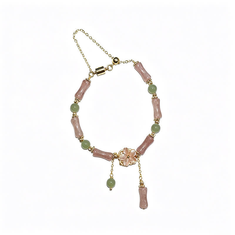 Buddha Stones Romantisches Armband aus Erdbeerquarz, Bambus und Hetian-Jade - image 15