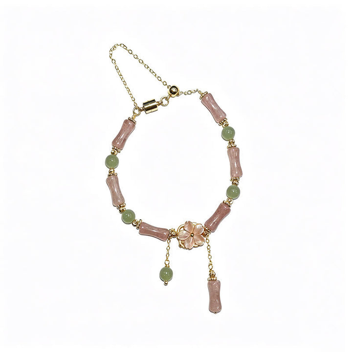Buddha Stones Romantisches Armband aus Erdbeerquarz, Bambus und Hetian-Jade - image 15