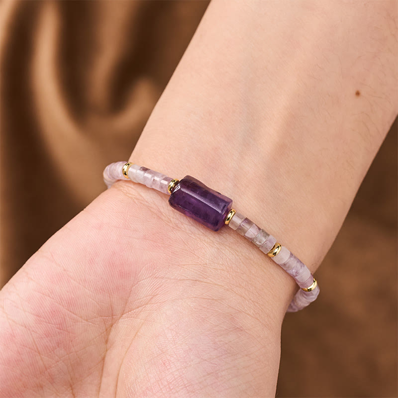 Buddha Stones Armband aus Amethyst, Amazonit, Erdbeerquarz, Sodalith und facettiertem Zylinder - image 2