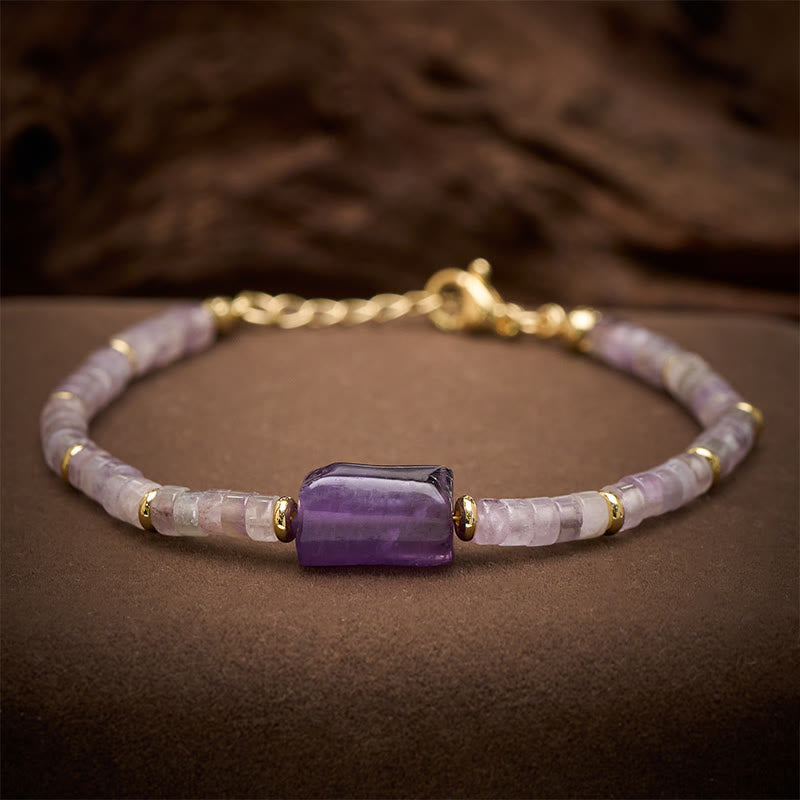 Buddha Stones Armband aus Amethyst, Amazonit, Erdbeerquarz, Sodalith und facettiertem Zylinder - Amethyst (Handgelenkumfang: 15–18 cm) - image 0