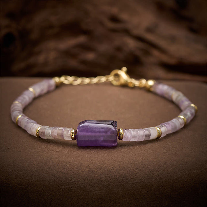 Buddha Stones Armband aus Amethyst, Amazonit, Erdbeerquarz, Sodalith und facettiertem Zylinder - Amethyst (Handgelenkumfang: 15–18 cm) - image 0