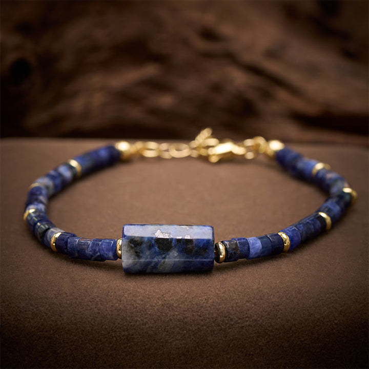 Buddha Stones Armband aus Amethyst, Amazonit, Erdbeerquarz, Sodalith und facettiertem Zylinder - Sodalith (Handgelenkumfang: 15–18 cm) - image 12