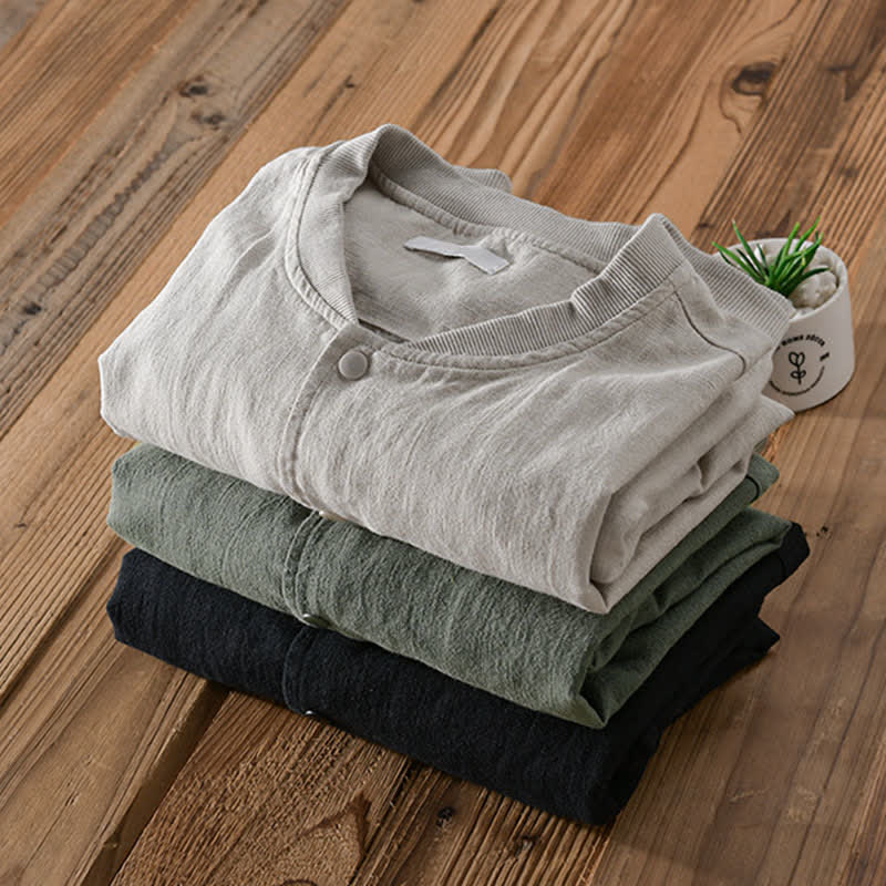 Buddha Stones Lässige, minimalistische Herrenjacke mit Knopfleiste und Taschen für den Frühling - image 20