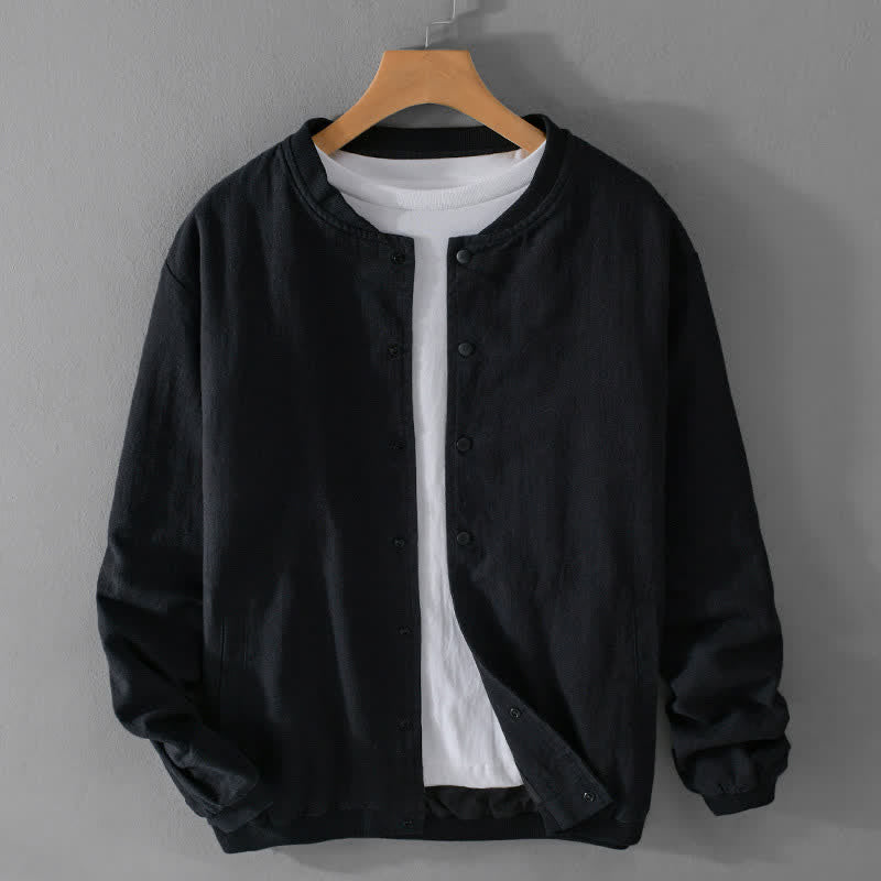 Buddha Stones Lässige, minimalistische Herrenjacke mit Knopfleiste und Taschen für den Frühling - Schwarz - US/ UK/AU42, EU52 (3XL) - image 8
