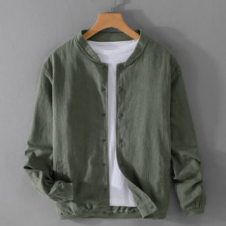 Buddha Stones Lässige, minimalistische Herrenjacke mit Knopfleiste und Taschen für den Frühling - Dunkelolivgrün - US/ UK/AU42, EU52 (3XL) - image 14