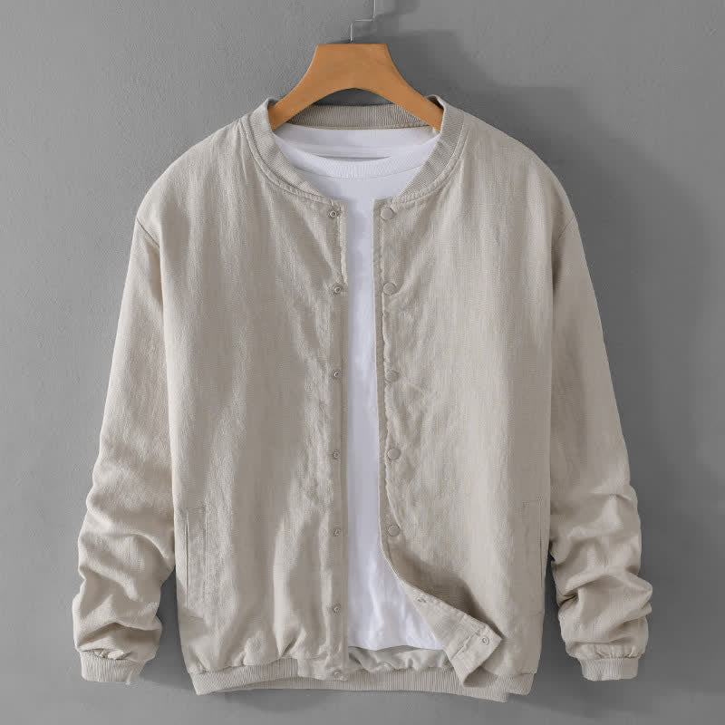 Buddha Stones Lässige, minimalistische Herrenjacke mit Knopfleiste und Taschen für den Frühling - Beige - US/ UK/AU42, EU52 (3XL) - image 0