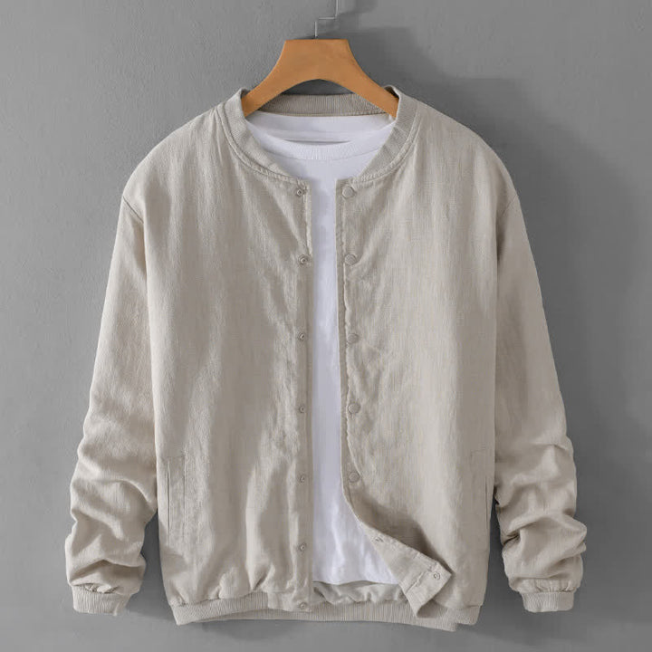 Buddha Stones Lässige, minimalistische Herrenjacke mit Knopfleiste und Taschen für den Frühling - Beige - US/ UK/AU42, EU52 (3XL) - image 0