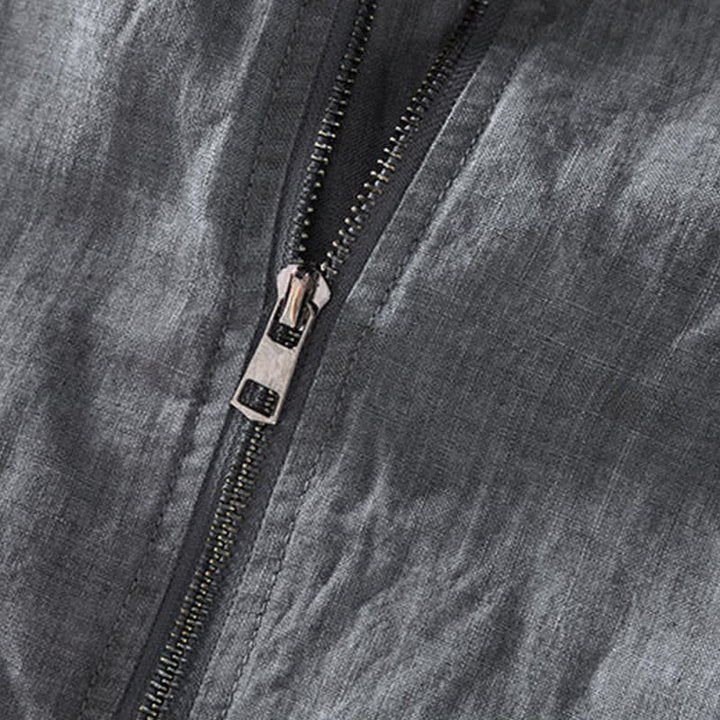 Buddha Stones Lässige, minimalistische Leinenjacke für Herren mit Reißverschluss und Taschen im Frühlingsstil - image 7