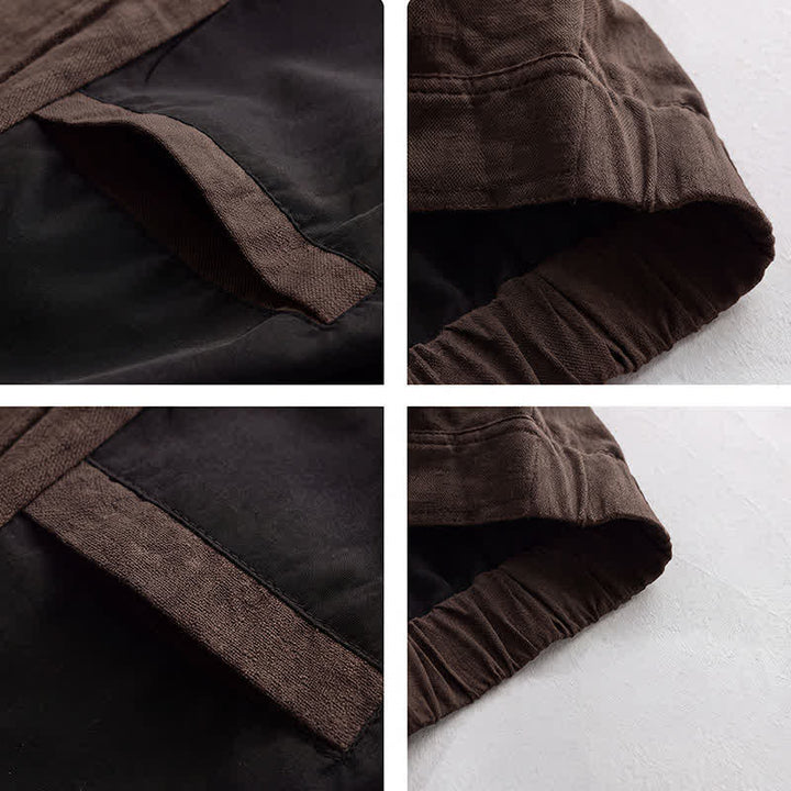 Buddha Stones Lässige Vintage-Herrenjacke aus einfarbigem Leinen mit Knopfleiste und Taschen für den Herbst - image 7