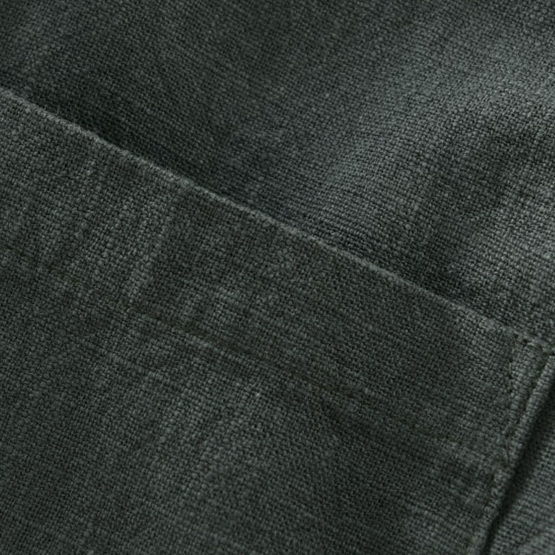 Buddha Stones Lässige, minimalistische Herrenjacke aus einfarbigem Ramie mit Knopfleiste und Taschen für den Herbst - image 6