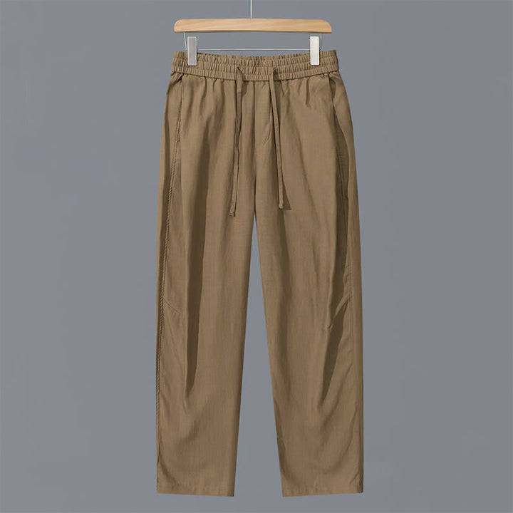 Buddha Stones Lässige, lange Leinenhose für Herren mit geradem Bein und Taschen, Kordelzug für Frühling und Sommer - Bräunen - US/ UK/AU42, EU52 (3XL) - image 11