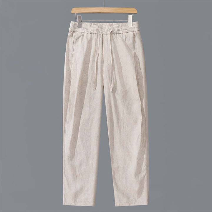 Buddha Stones Lässige, lange Leinenhose für Herren mit geradem Bein und Taschen, Kordelzug für Frühling und Sommer - Leinen - US/ UK/AU42, EU52 (3XL) - image 0
