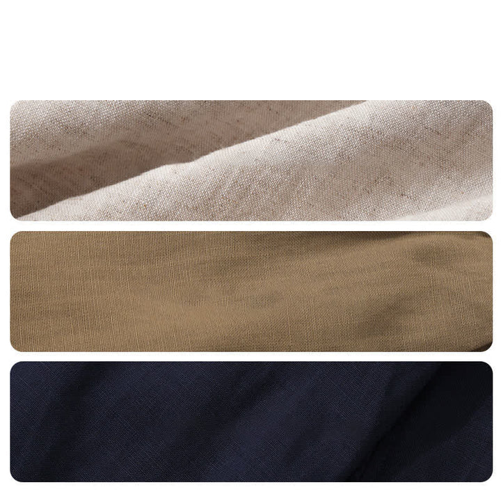 Buddha Stones Lässige, lange Leinenhose für Herren mit geradem Bein und Taschen, Kordelzug für Frühling und Sommer - image 13