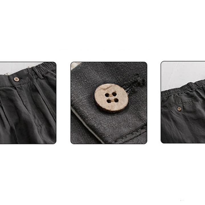 Buddha Stones Lässige lange Leinenhose für Herren, gerades Bein, mit Taschen und Kordelzug und Reißverschluss, ideal für Frühling und Sommer - image 7