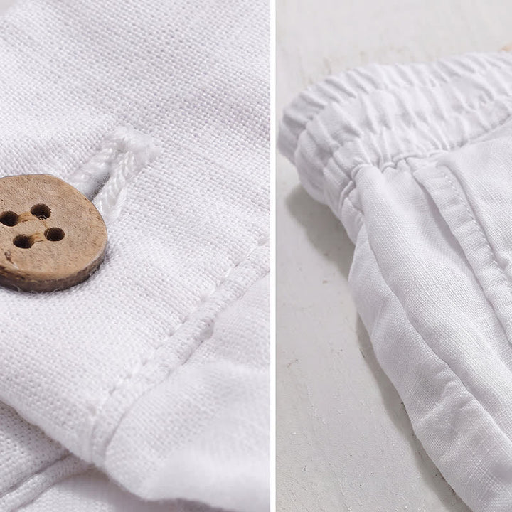 Buddha Stones Lässige lange Leinenhose für Herren, gerades Bein, mit Taschen und Kordelzug und Reißverschluss, ideal für Frühling und Sommer - image 18