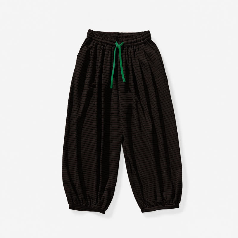 Buddha Stones Lässige, minimalistische Herren-Ankle-Hose mit Kordelzug, Streifenmuster, geradem Bein und Tasche - image 7