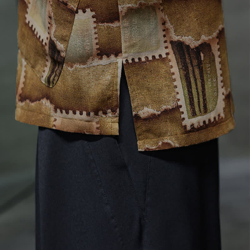 Buddha Stones Lässiges Sommerhemd für Herren im Boho-Stil mit Patchwork-Karo-Design, kurzen Ärmeln und aufgesetzter Tasche - image 21