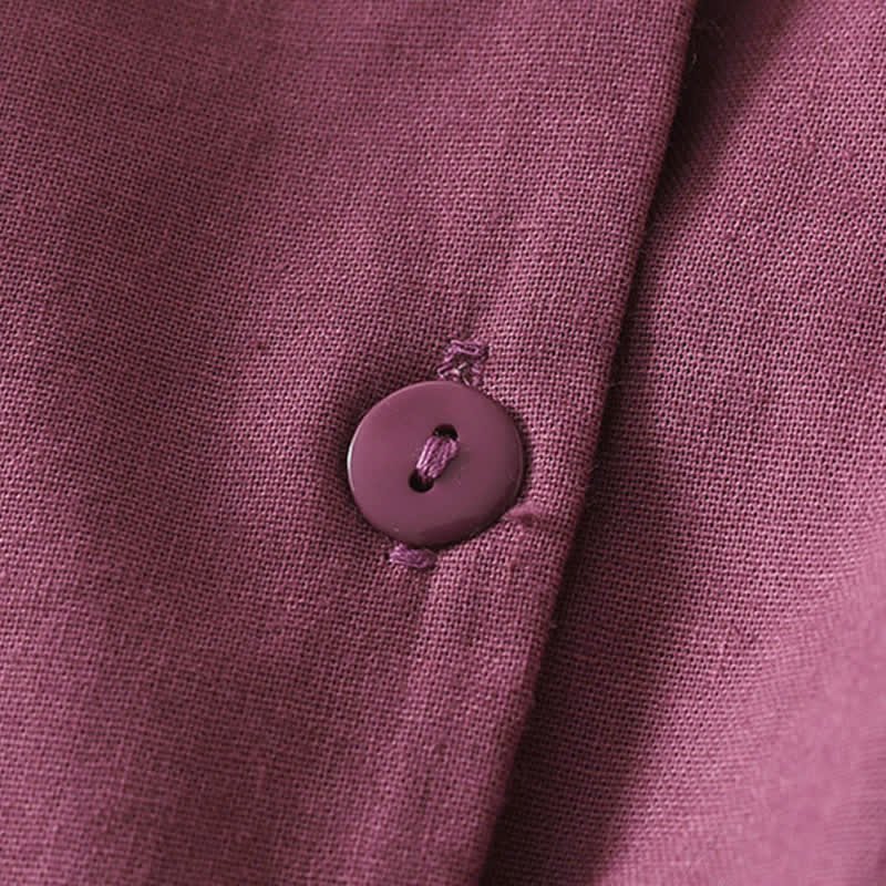 Buddha Stones Lässiges, kurzes Damenkleid im Vintage-Stil mit Knopfleiste, Kordelzug, Blumenmuster, kurzen Ärmeln und Tasche für Frühling und Sommer. - image 4
