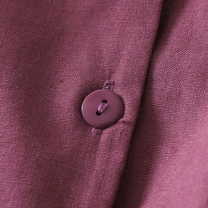 Buddha Stones Lässiges, kurzes Damenkleid im Vintage-Stil mit Knopfleiste, Kordelzug, Blumenmuster, kurzen Ärmeln und Tasche für Frühling und Sommer. - image 4