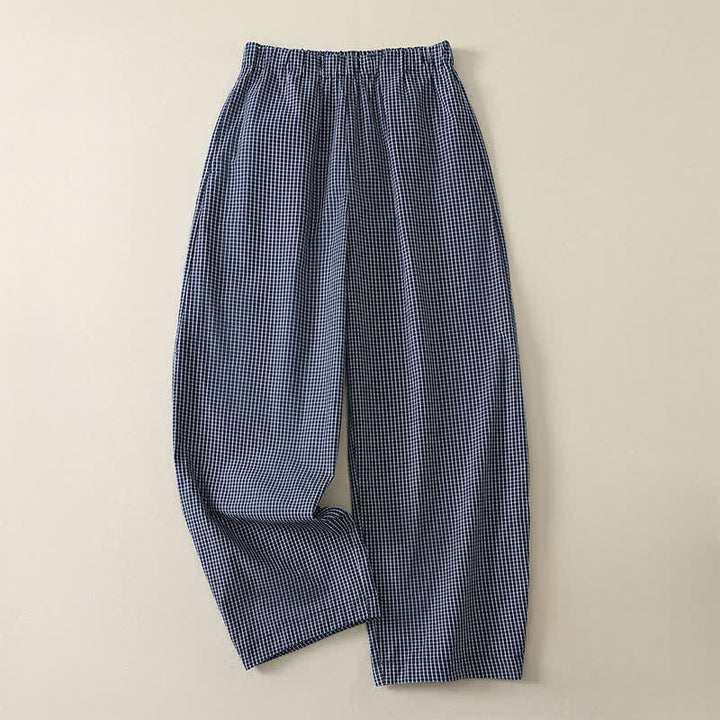 Buddha Stones Lässige Vintage-Karo-Ankle-Pants für Damen, gerades Bein, mit Tasche, ideal für Frühling und Sommer - SteelBlue - US12, UK/AU16, EU44 (2XL) - image 0