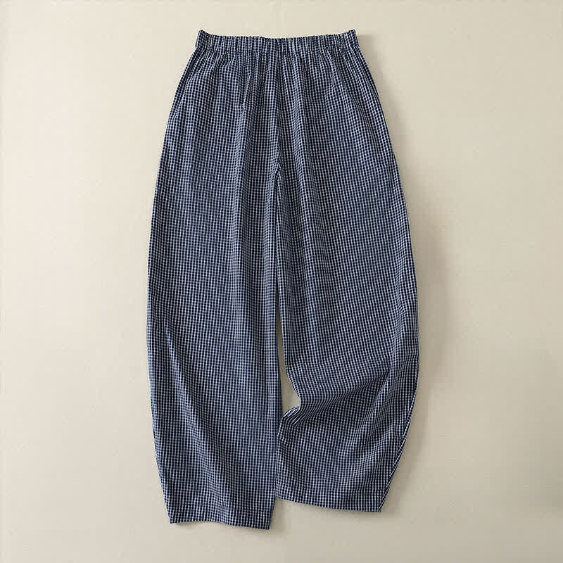 Buddha Stones Lässige Vintage-Karo-Ankle-Pants für Damen, gerades Bein, mit Tasche, ideal für Frühling und Sommer - image 1