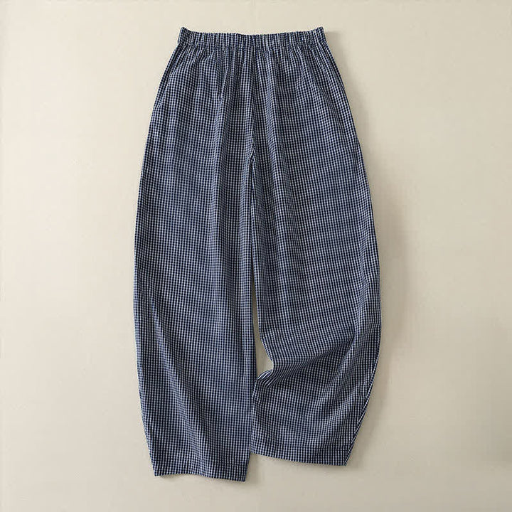 Buddha Stones Lässige Vintage-Karo-Ankle-Pants für Damen, gerades Bein, mit Tasche, ideal für Frühling und Sommer - image 1