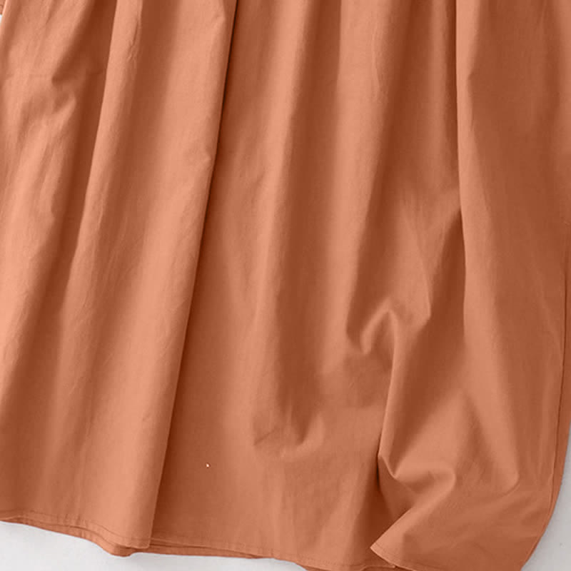 Buddha Stones Lässiges, einfarbiges Damenkleid mit langen Ärmeln und Taschen im Tang-Stil mit Stehkragen für Frühling und Herbst - image 16