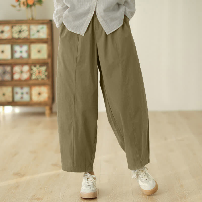Buddha Stones Haremshose für Damen, knöchellang, schlichtes Design mit Taschen - Dunkelkhaki - US 8-10, UK/AU 12-14, EU 40-42 (2XL) - image 9