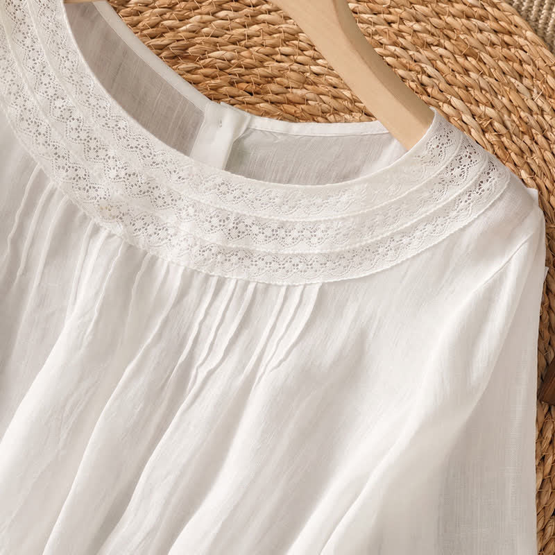 Buddha Stones Lässiges, elegantes Langarm-T-Shirt für Damen mit Stickerei für Frühling und Sommer - image 7