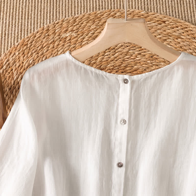 Buddha Stones Lässiges, elegantes Langarm-T-Shirt für Damen mit Stickerei für Frühling und Sommer - image 9