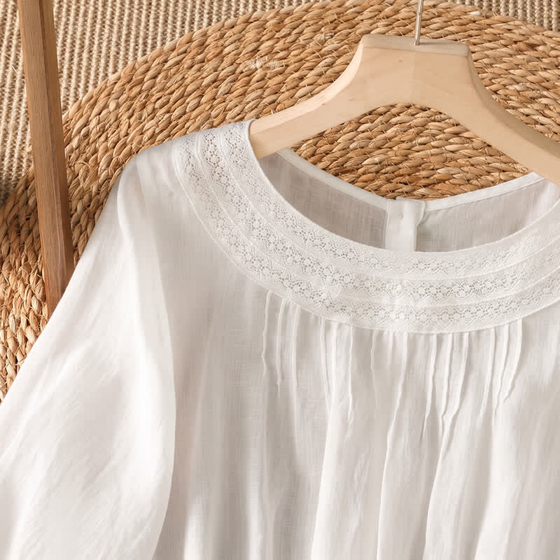 Buddha Stones Lässiges, elegantes Langarm-T-Shirt für Damen mit Stickerei für Frühling und Sommer - image 8