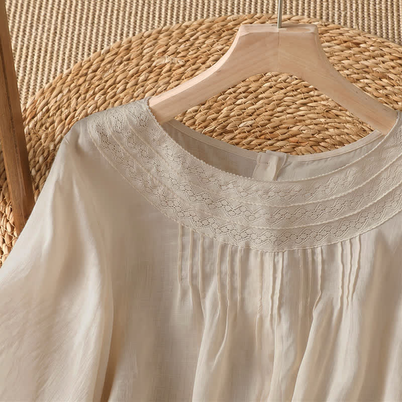 Buddha Stones Lässiges, elegantes Langarm-T-Shirt für Damen mit Stickerei für Frühling und Sommer - image 1
