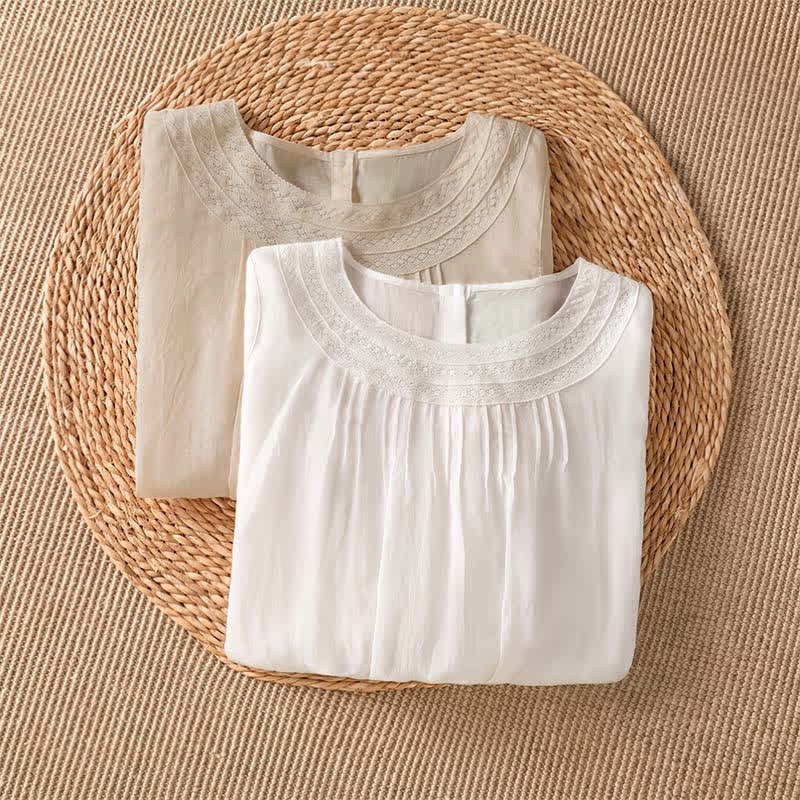Buddha Stones Lässiges, elegantes Langarm-T-Shirt für Damen mit Stickerei für Frühling und Sommer - image 13